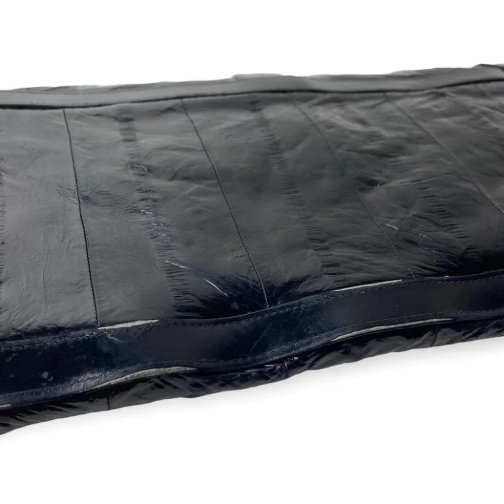 Vintage Black Eel Skin Clutch Made  in Korea - Picture 9 of 13